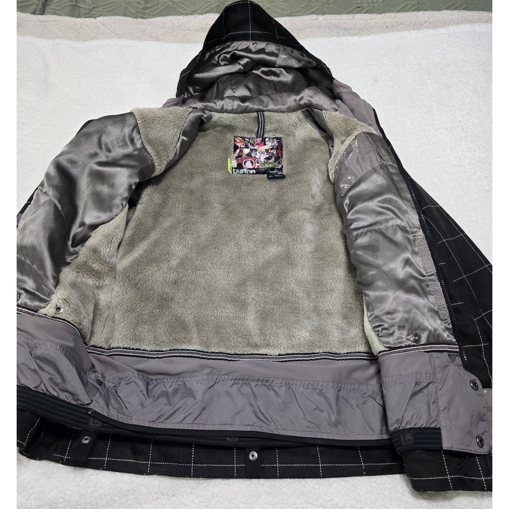 Burton Dream Jacket Black Grid Pattern Hooded Win… - image 3